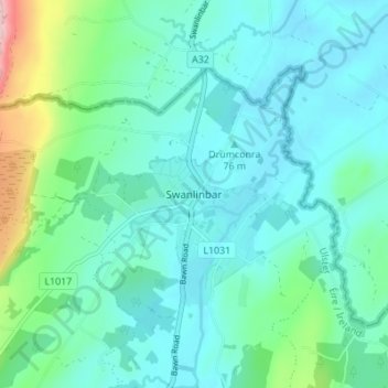 Swanlinbar topographic map, elevation, terrain
