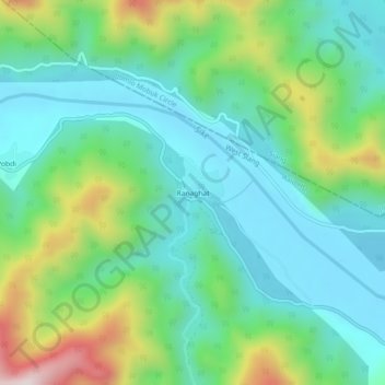 Ranaghat topographic map, elevation, terrain