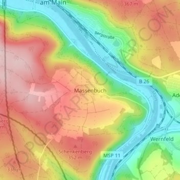 Massenbuch topographic map, elevation, terrain
