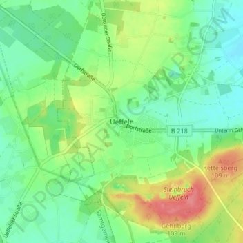 Ueffeln topographic map, elevation, terrain