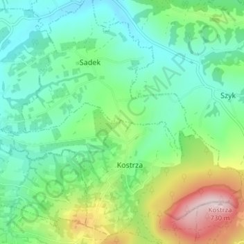 Granice topographic map, elevation, terrain