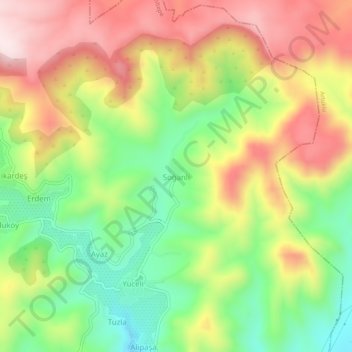 Soğanlı topographic map, elevation, terrain