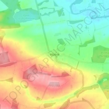 Muthill topographic map, elevation, terrain