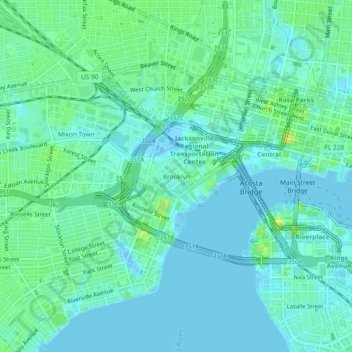 Brooklyn topographic map, elevation, terrain