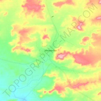 Merweville topographic map, elevation, terrain