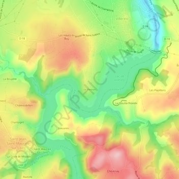 Le Perron topographic map, elevation, terrain