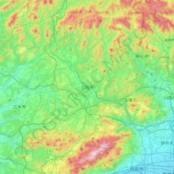Sanda topographic map, elevation, terrain