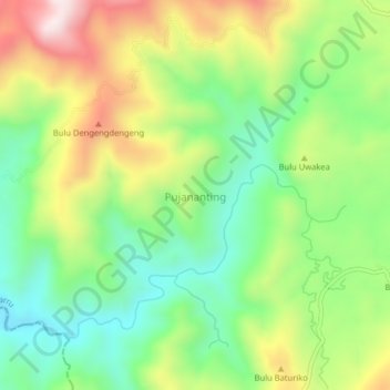 Pujananting topographic map, elevation, terrain