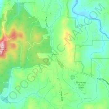 Yukon topographic map, elevation, terrain