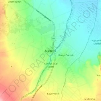 Mogotio topographic map, elevation, terrain