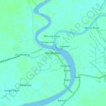 Marabahan topographic map, elevation, terrain