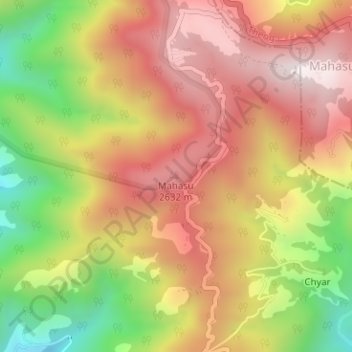 Mahasu topographic map, elevation, terrain