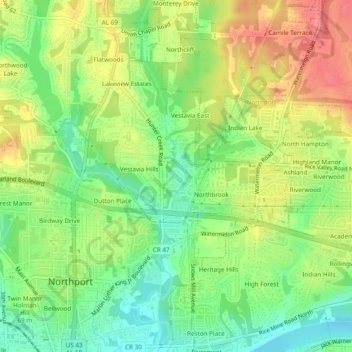 Brookside topographic map, elevation, terrain
