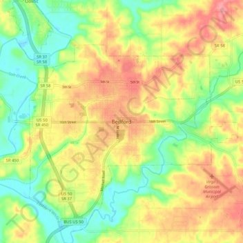 Bedford topographic map, elevation, terrain