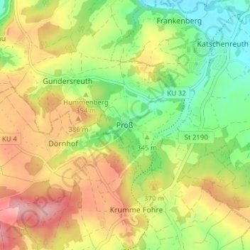 Proß topographic map, elevation, terrain