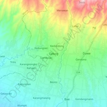 Gebog topographic map, elevation, terrain