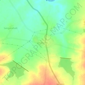 Janawada topographic map, elevation, terrain