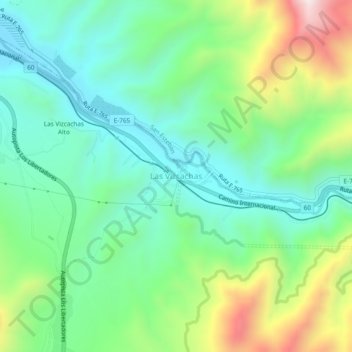 Las Vizcachas topographic map, elevation, terrain