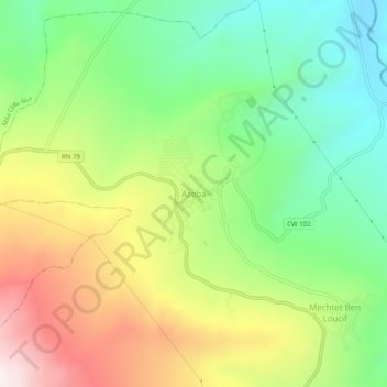 Azeba topographic map, elevation, terrain