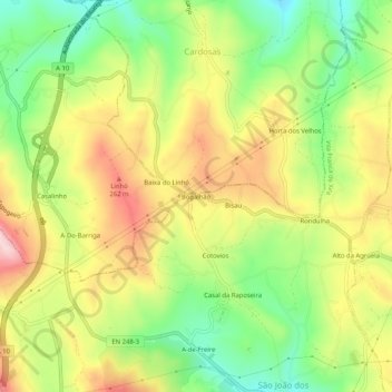 Bogalhão topographic map, elevation, terrain