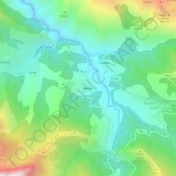 Abiegos topographic map, elevation, terrain