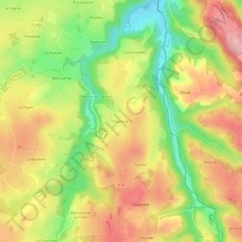 Gachard topographic map, elevation, terrain