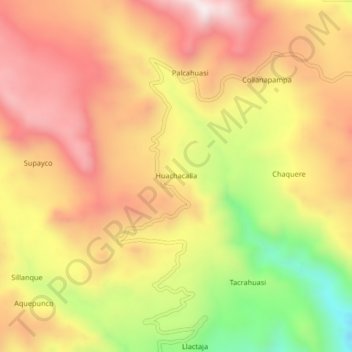 Huachacalla topographic map, elevation, terrain