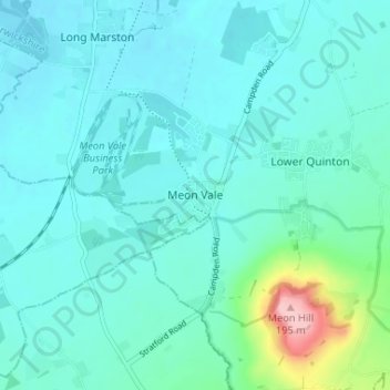 Meon Vale topographic map, elevation, terrain