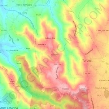 Louções topographic map, elevation, terrain