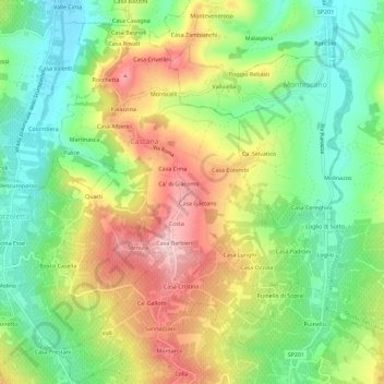 Cassinassa topographic map, elevation, terrain