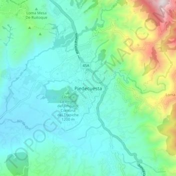 Piedecuesta topographic map, elevation, terrain