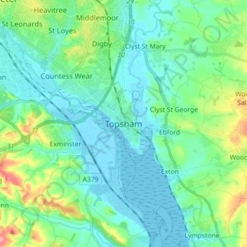 Topsham topographic map, elevation, terrain