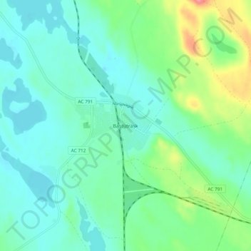 Bastuträsk topographic map, elevation, terrain