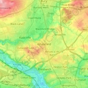 Whitefield topographic map, elevation, terrain