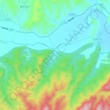 窑沟村 topographic map, elevation, terrain