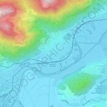 Stainach topographic map, elevation, terrain