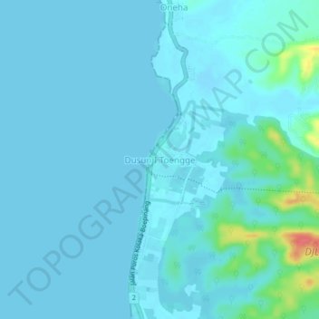 Dusun I Toengge topographic map, elevation, terrain
