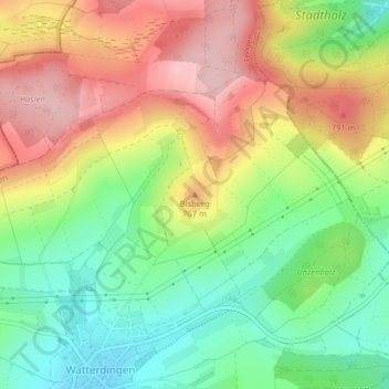 Bisberg topographic map, elevation, terrain
