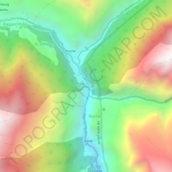 Dharapani topographic map, elevation, terrain