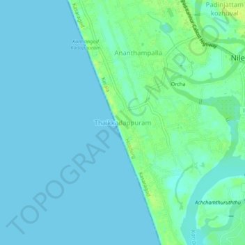 Thaikkadappuram topographic map, elevation, terrain