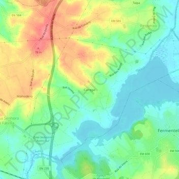 Carregal topographic map, elevation, terrain