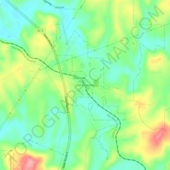 Linn Crossing topographic map, elevation, terrain