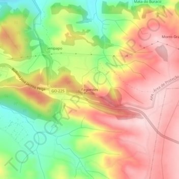 Fagundes topographic map, elevation, terrain