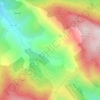 Cap de Sour Hameau topographic map, elevation, terrain