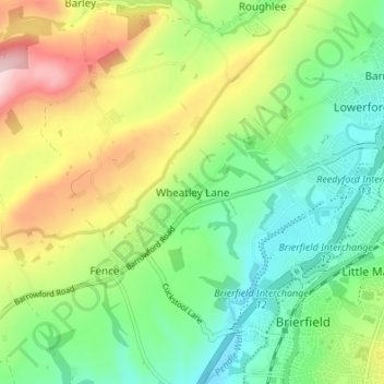 Wheatley Lane topographic map, elevation, terrain