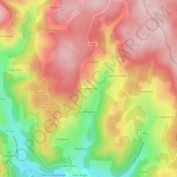 Montcebroux topographic map, elevation, terrain