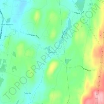 Cokertown topographic map, elevation, terrain
