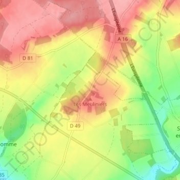 Les Meuliniers topographic map, elevation, terrain