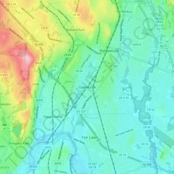 Glen Rock topographic map, elevation, terrain