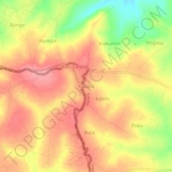 Kuluba topographic map, elevation, terrain